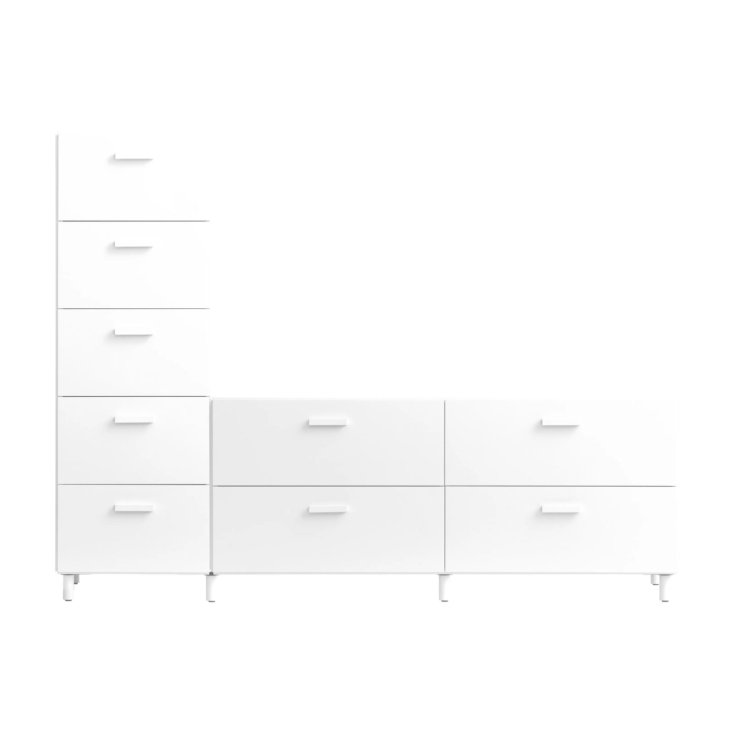One low and one tall Relief drawer with legs White - image 4