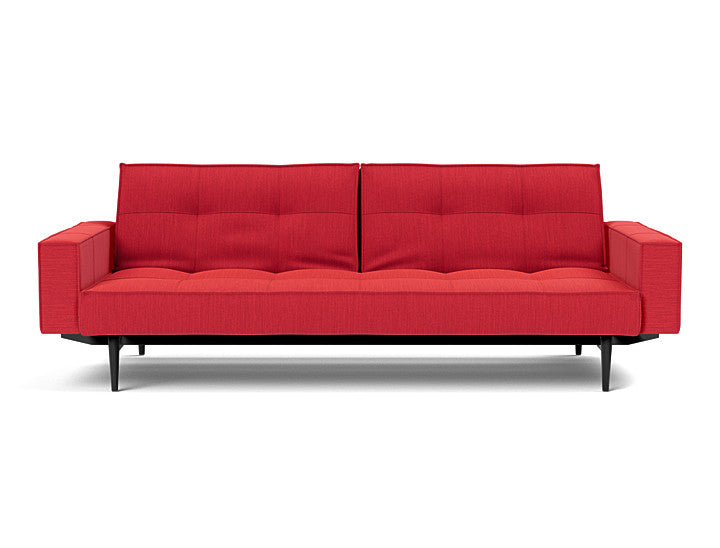 Splitback Styletto Sofa Bed Black Wood With Arms - variant image