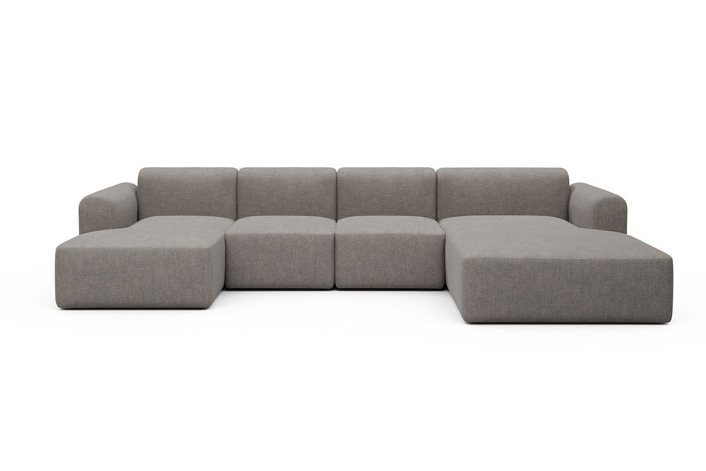 Rund Modular Sofa - Configurations 2 - U2L - 360 x 188 cm - Chaise + 2 Seater + Chaise - 418 Esina Truffle