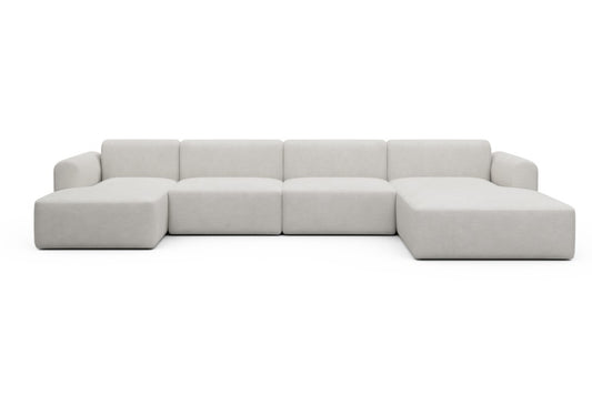 Rund Modular Sofa - Configurations 2 - U3L - 406 x 188 cm - Chaise + 2,5 Seater + Chaise - 574 Vivus Dusty Off White