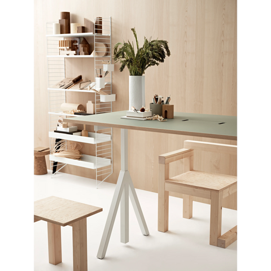 Work desks 180x90 White/Light grey linoleum with edging in ash - image 2