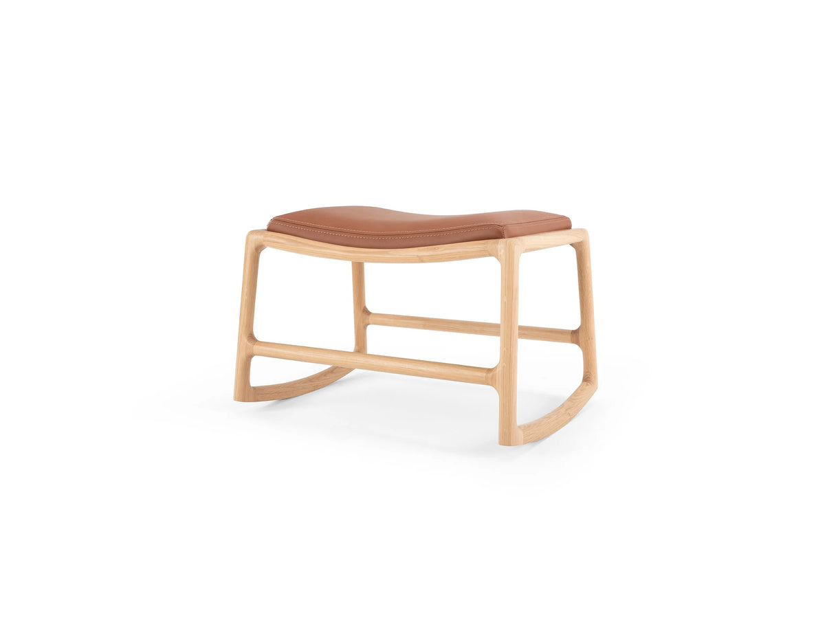 Dedo Footstool - Dedo Footstool - Dakar leather 2732 Whisky Oiled Oak White Oil