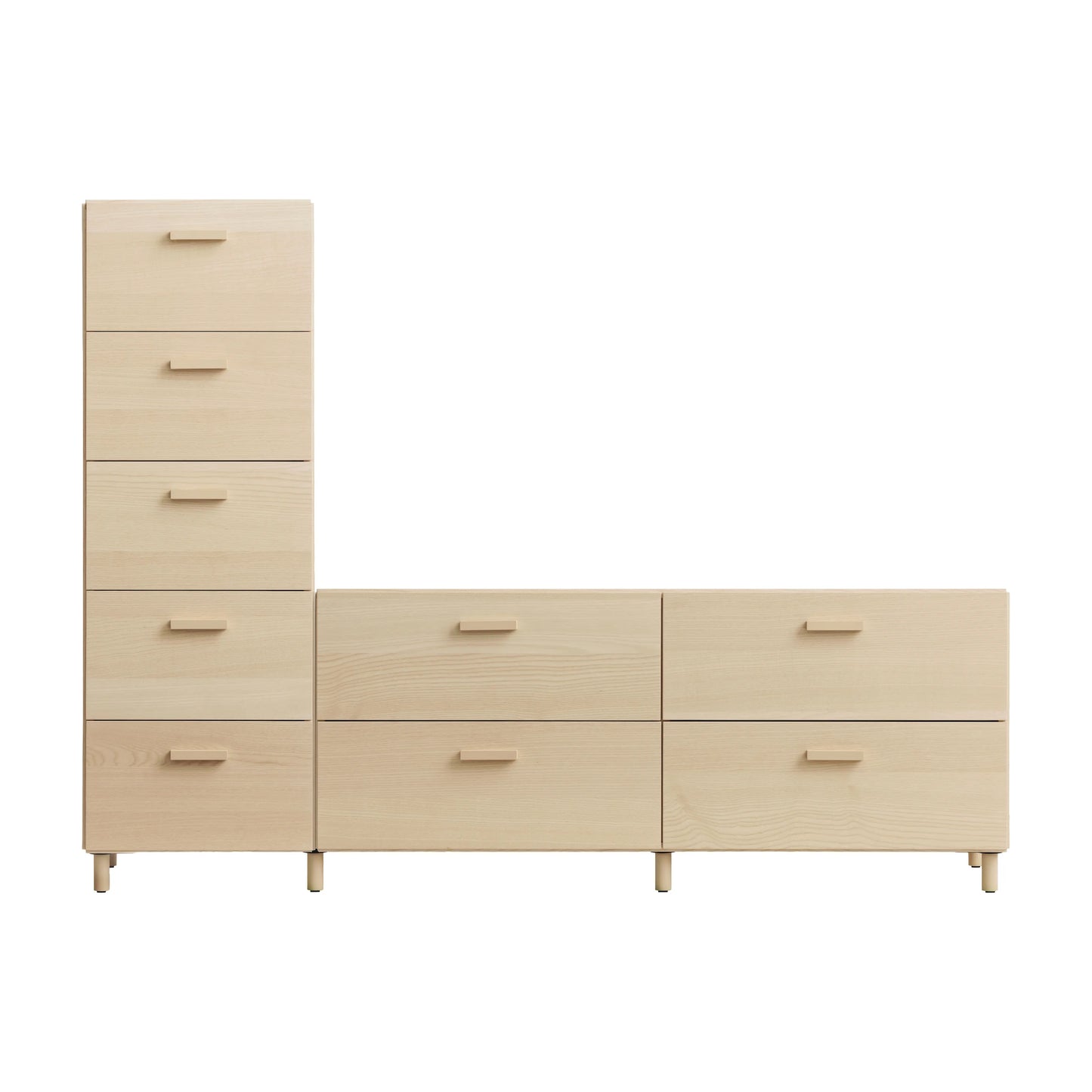 One low and one tall Relief drawer with legs Ash - image 4
