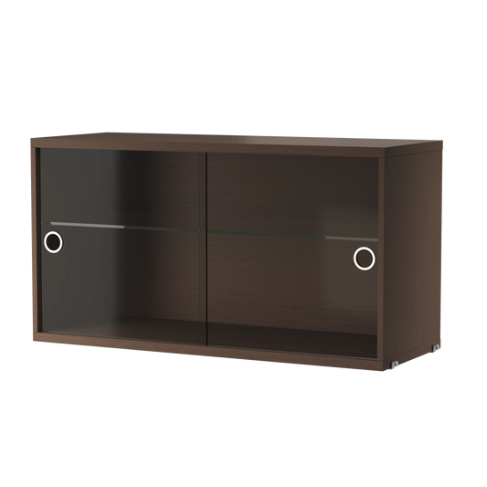 Display cabinet with sliding glass door - W78 x D30 x H42, Dark oak - image 2