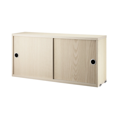 Cabinet with sliding door - W78 x D20 x H37, Ash - image 3