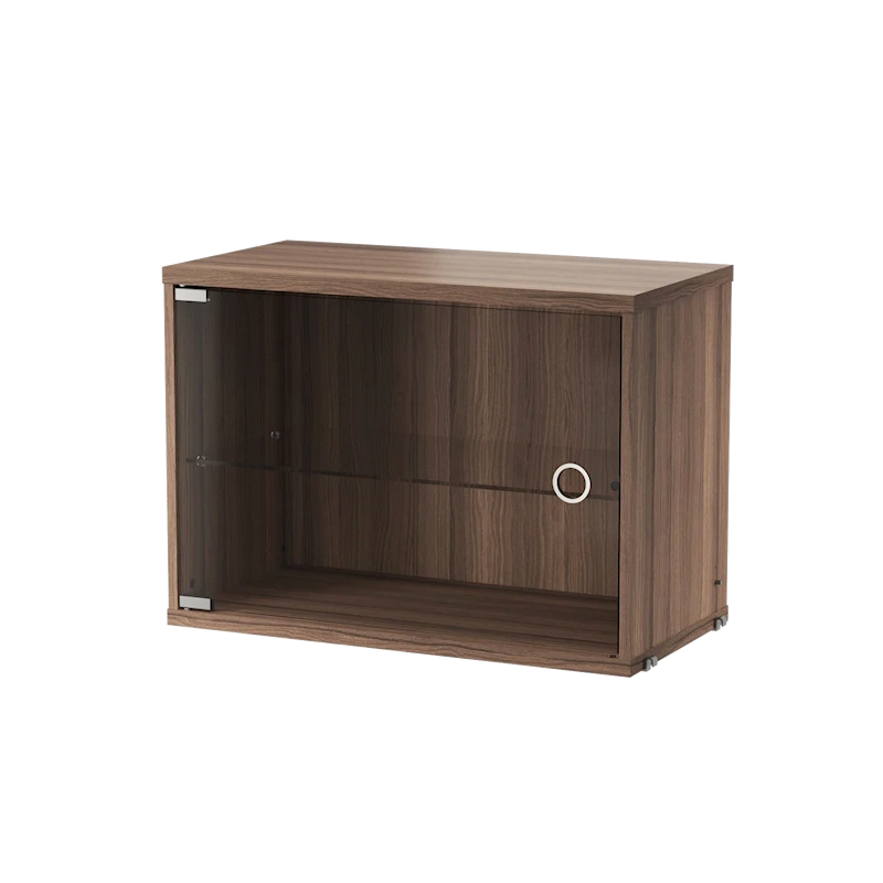 Display cabinet with swing glass door - W58 x D30 x H42, Walnut