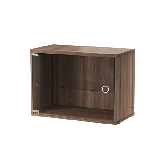 Display cabinet with swing glass door - W58 x D30 x H42, Walnut