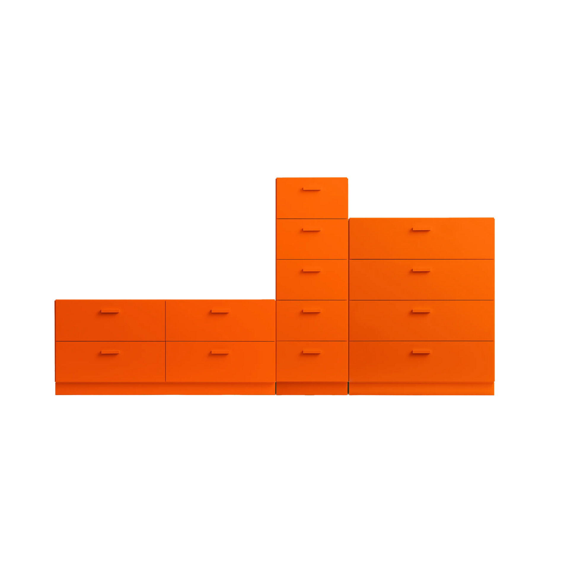 One low, one tall and one wide Relief drawer with plinth Orange - image 3