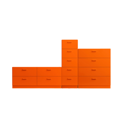One low, one tall and one wide Relief drawer with plinth Orange - image 3