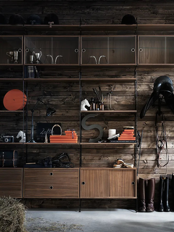 Display cabinet with sliding glass door - W78 x D30 x H42, Walnut - image 2