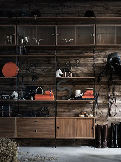 Display cabinet with sliding glass door - W78 x D30 x H42, Walnut - image 2