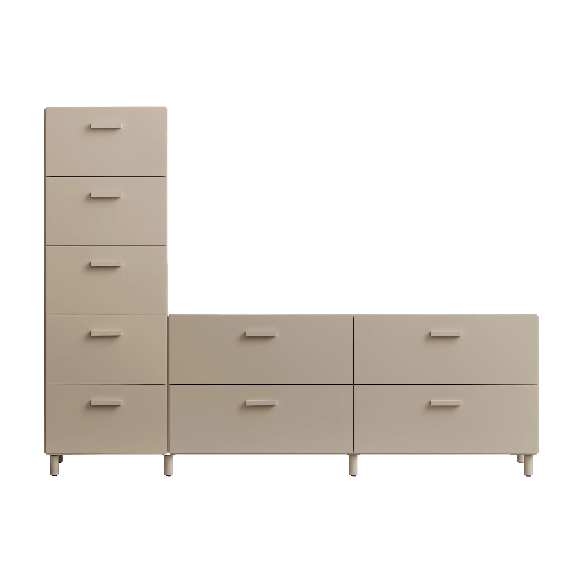 One low and one tall Relief drawer with legs Beige - image 4