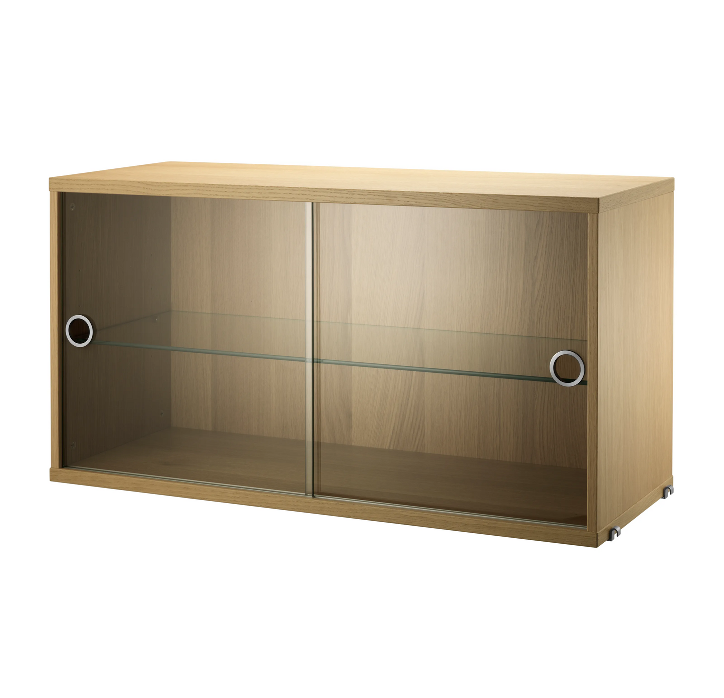 Display cabinet with sliding glass door - W78 x D30 x H42, Oak - image 2