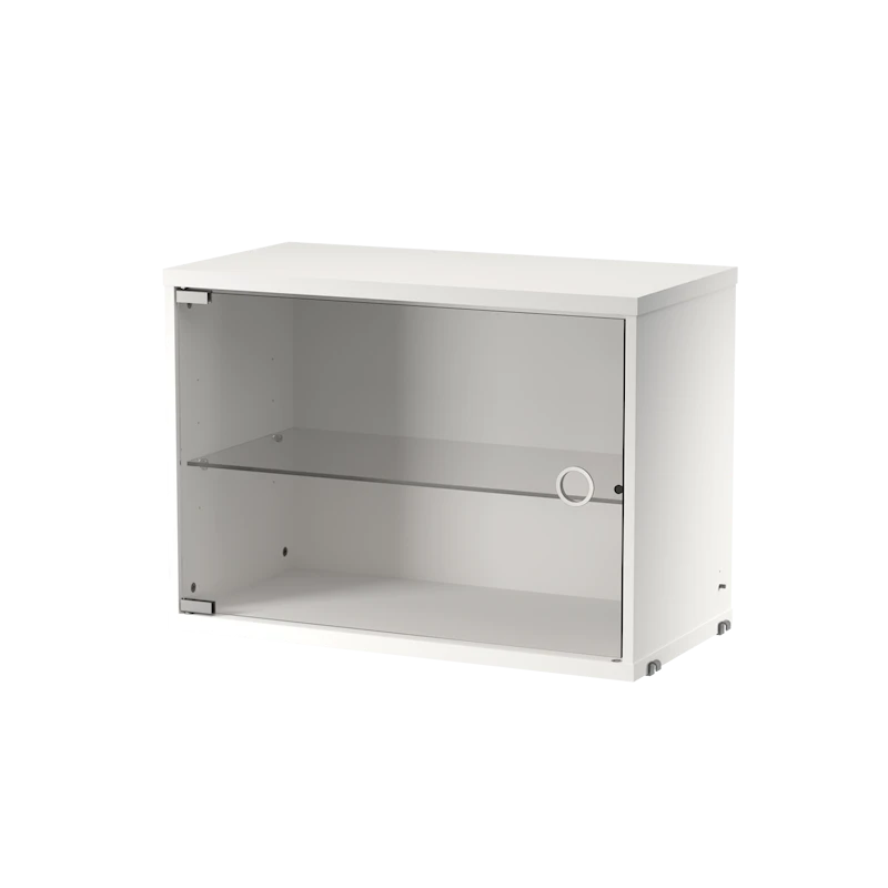 Display cabinet with swing glass door - W58 x D30 x H42, White