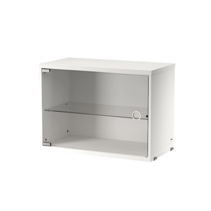 Display cabinet with swing glass door - W58 x D30 x H42, White
