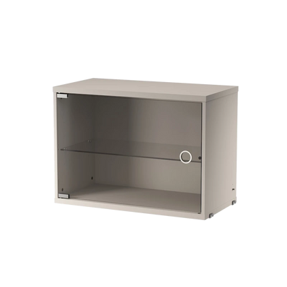 Display cabinet with swing glass door - W58 x D30 x H42, Beige