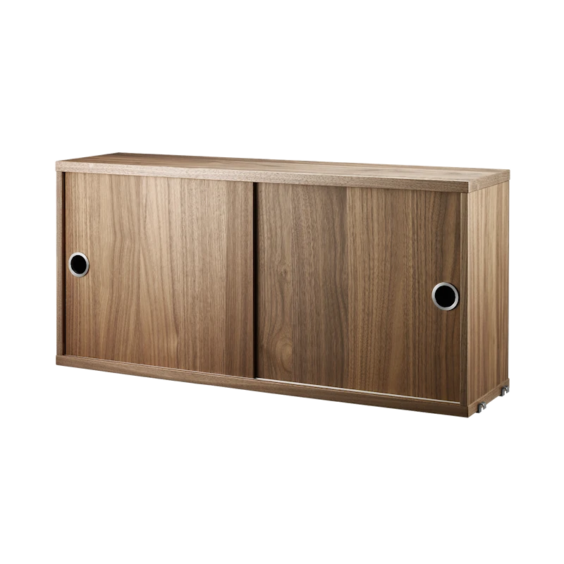 Cabinet with sliding door - W78 x D20 x H37, Walnut