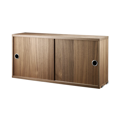 Cabinet with sliding door - W78 x D20 x H37, Walnut