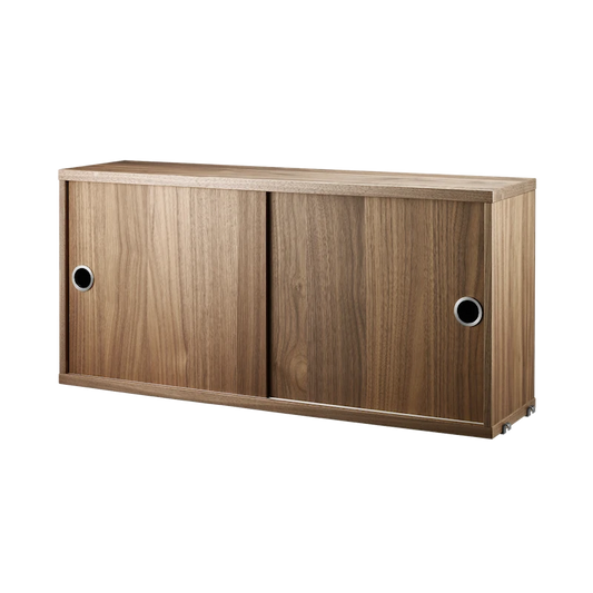 Cabinet with sliding door - W78 x D20 x H37, Walnut