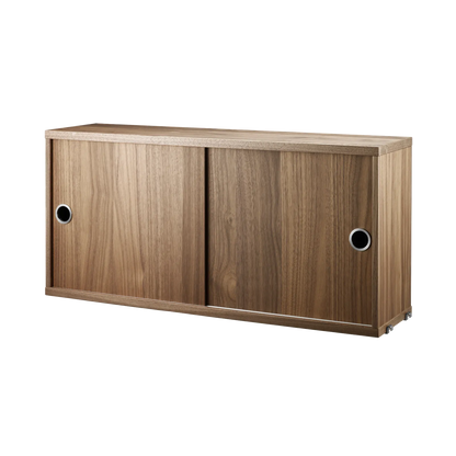 Cabinet with sliding door - W78 x D20 x H37, Walnut - image 3