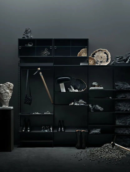 Display cabinet with sliding glass door - W78 x D30 x H42, Black stained ash - image 2