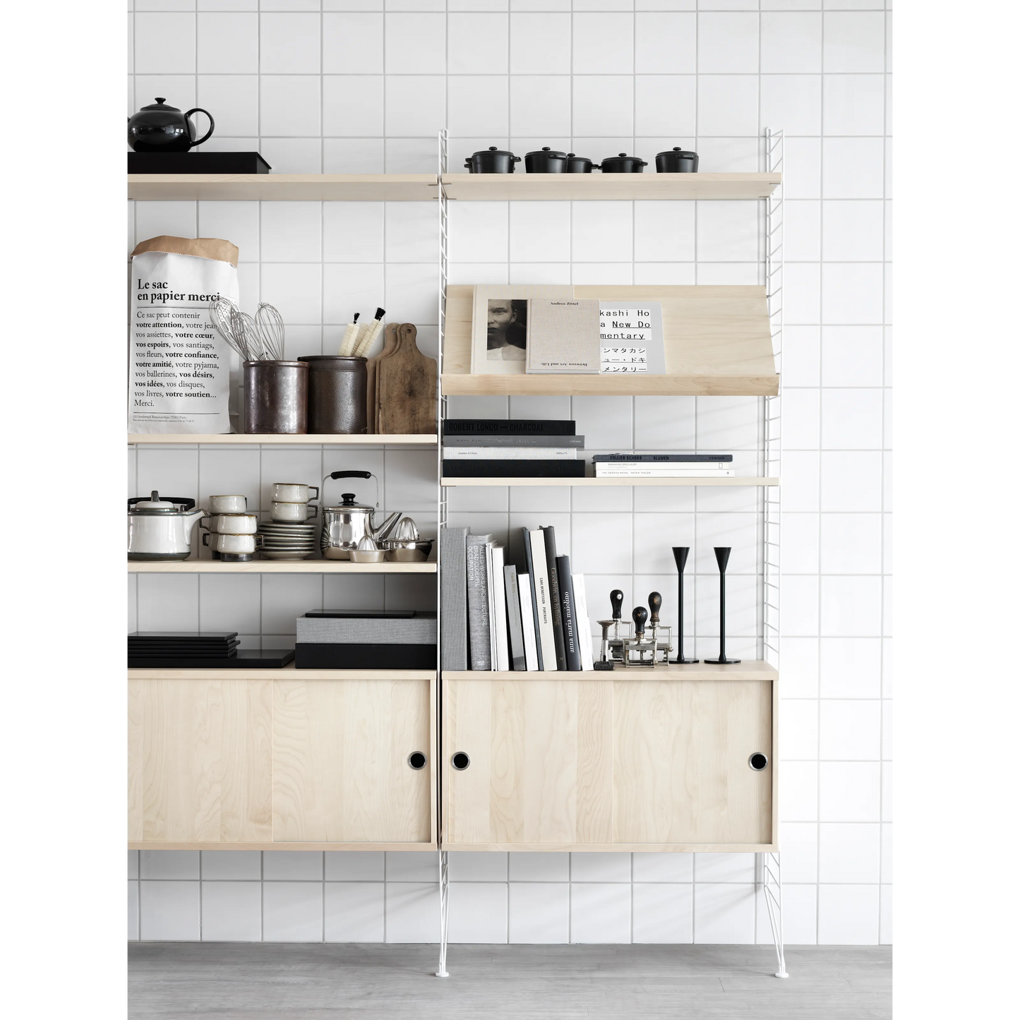 Cabinet with sliding door - W78 x D20 x H37, Ash - image 2