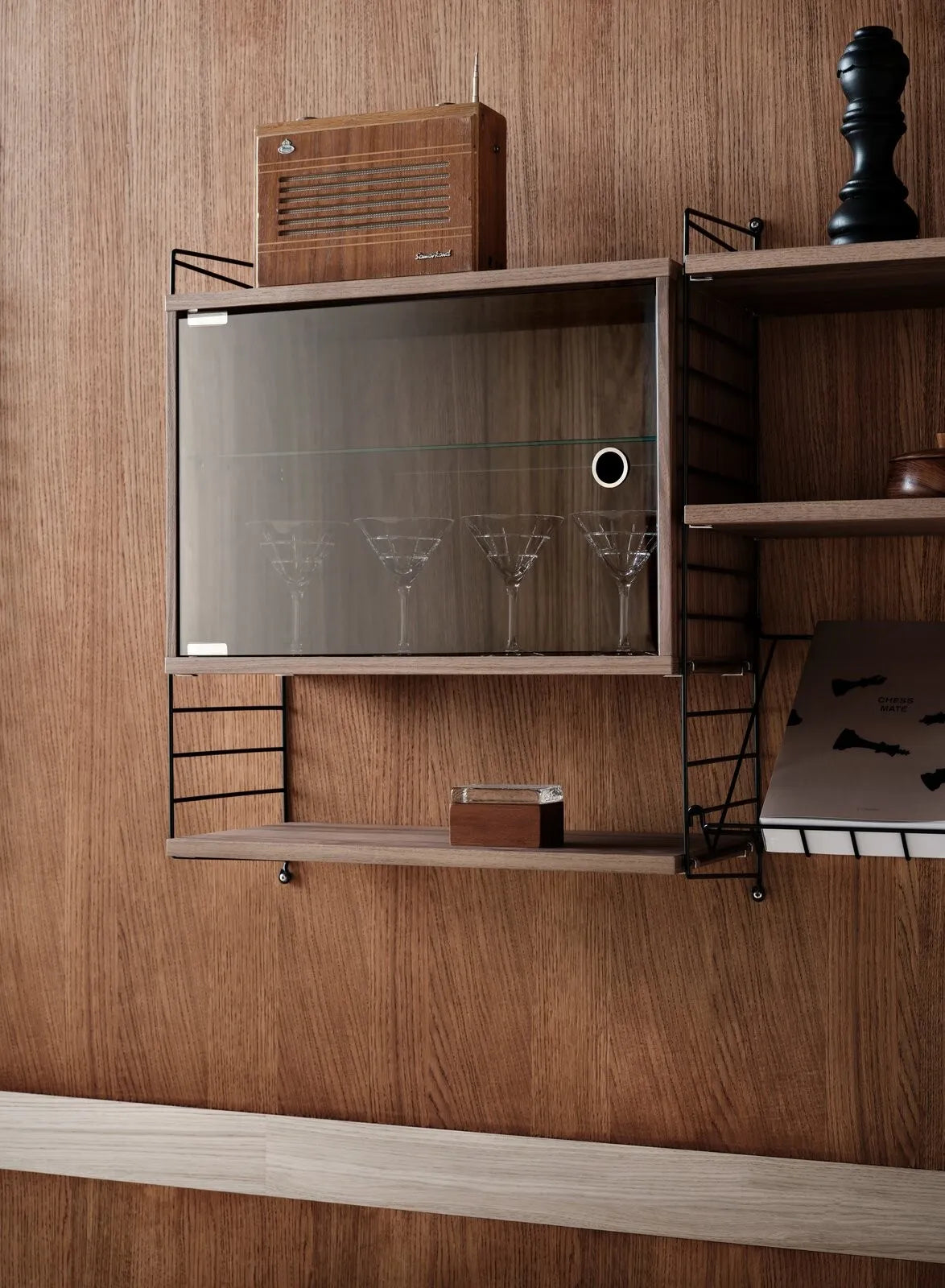 Display cabinet with swing glass door - W58 x D30 x H42, Walnut - image 2