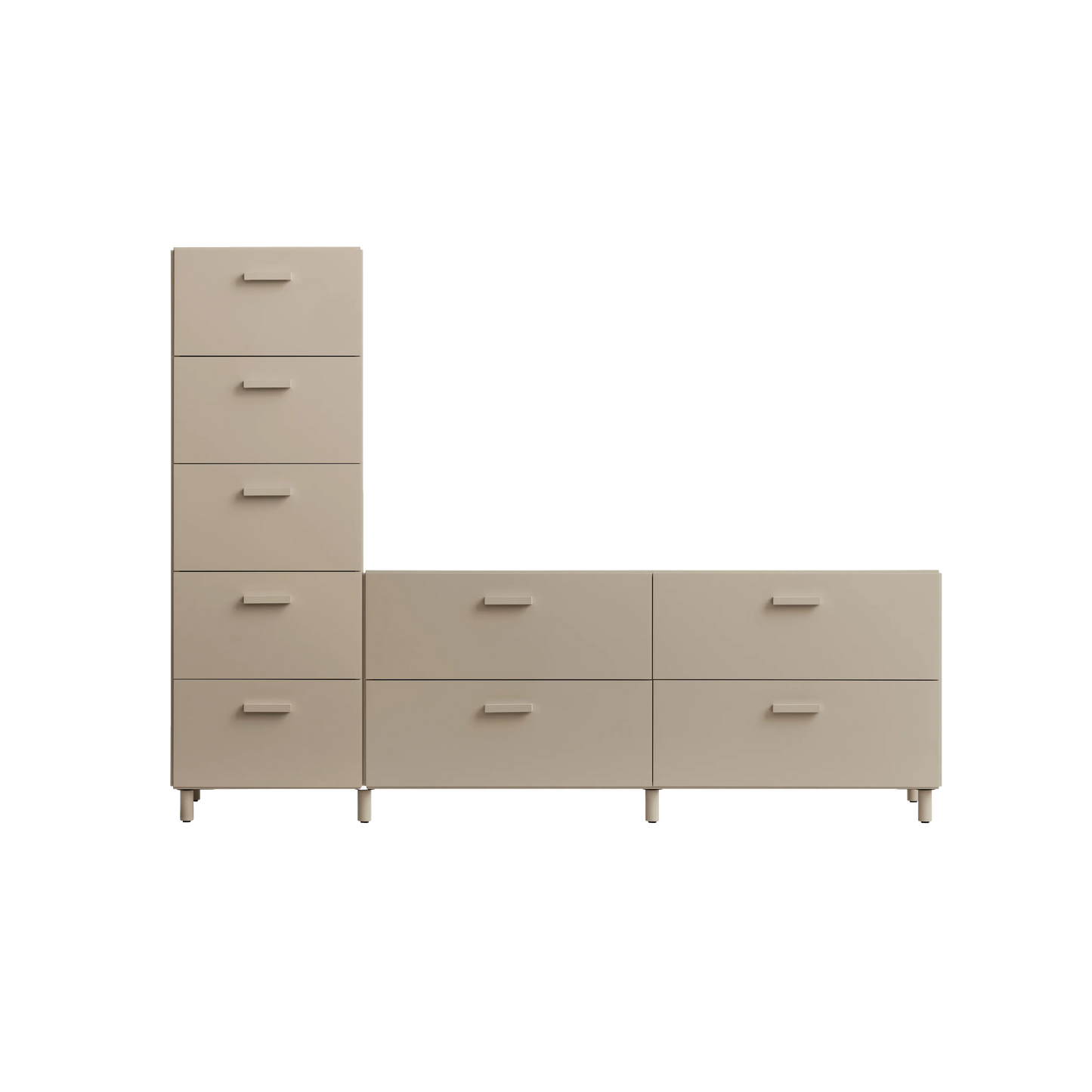 One low and one tall Relief drawer with legs Beige - image 3