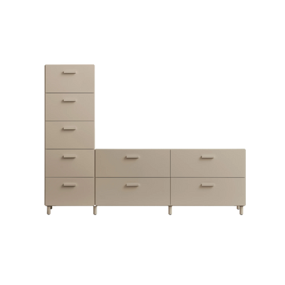One low and one tall Relief drawer with legs Beige - image 3