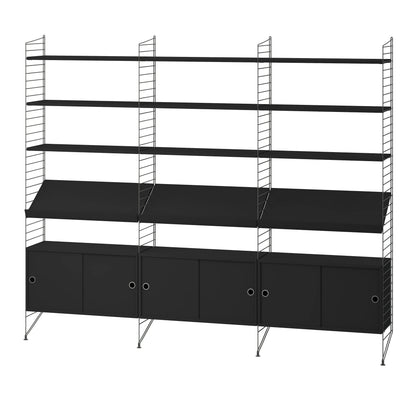 Cabinet with sliding door - W78 x D30 x H42, Black stained ash - image 2