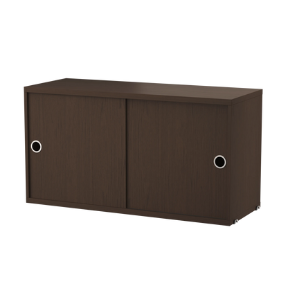 Cabinet with sliding door - W78 x D30 x H37, Dark oak - image 4