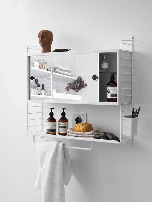 Cabinet with sliding mirror door - W78 x D20 x H37, White