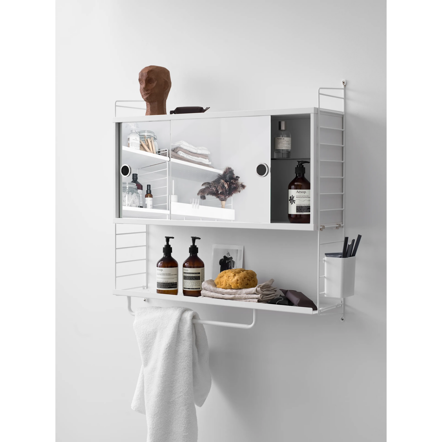Cabinet with sliding mirror door - W78 x D20 x H37, White - image 2