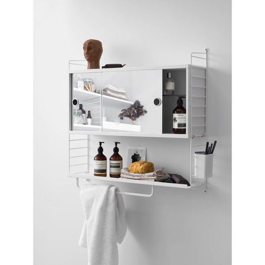 Cabinet with sliding mirror door - W78 x D20 x H37, White - image 2