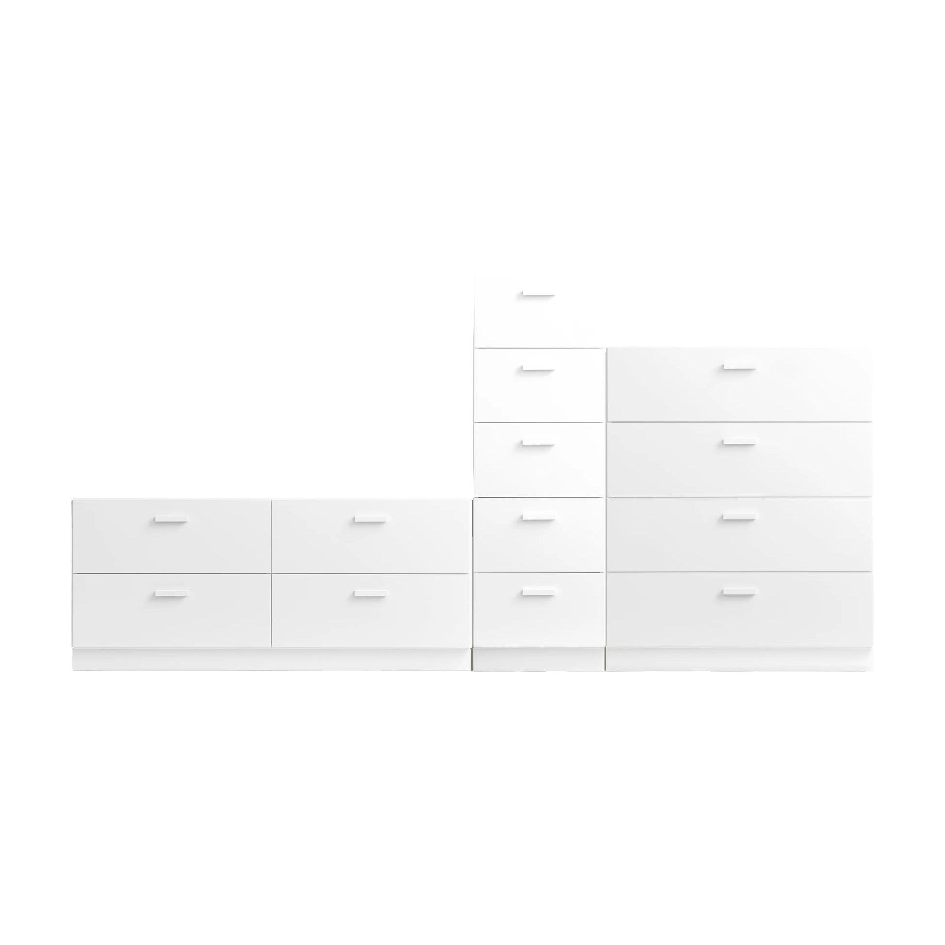 One low, one tall and one wide Relief drawer with plinth White - image 4