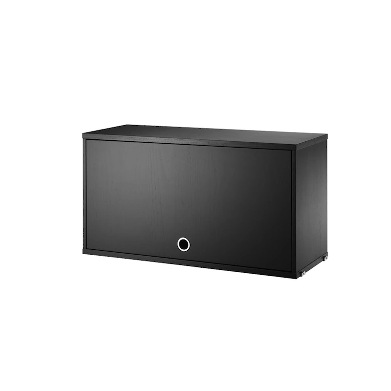 Cabinet with flip door - W78 x D30 x H42, Black stained ash