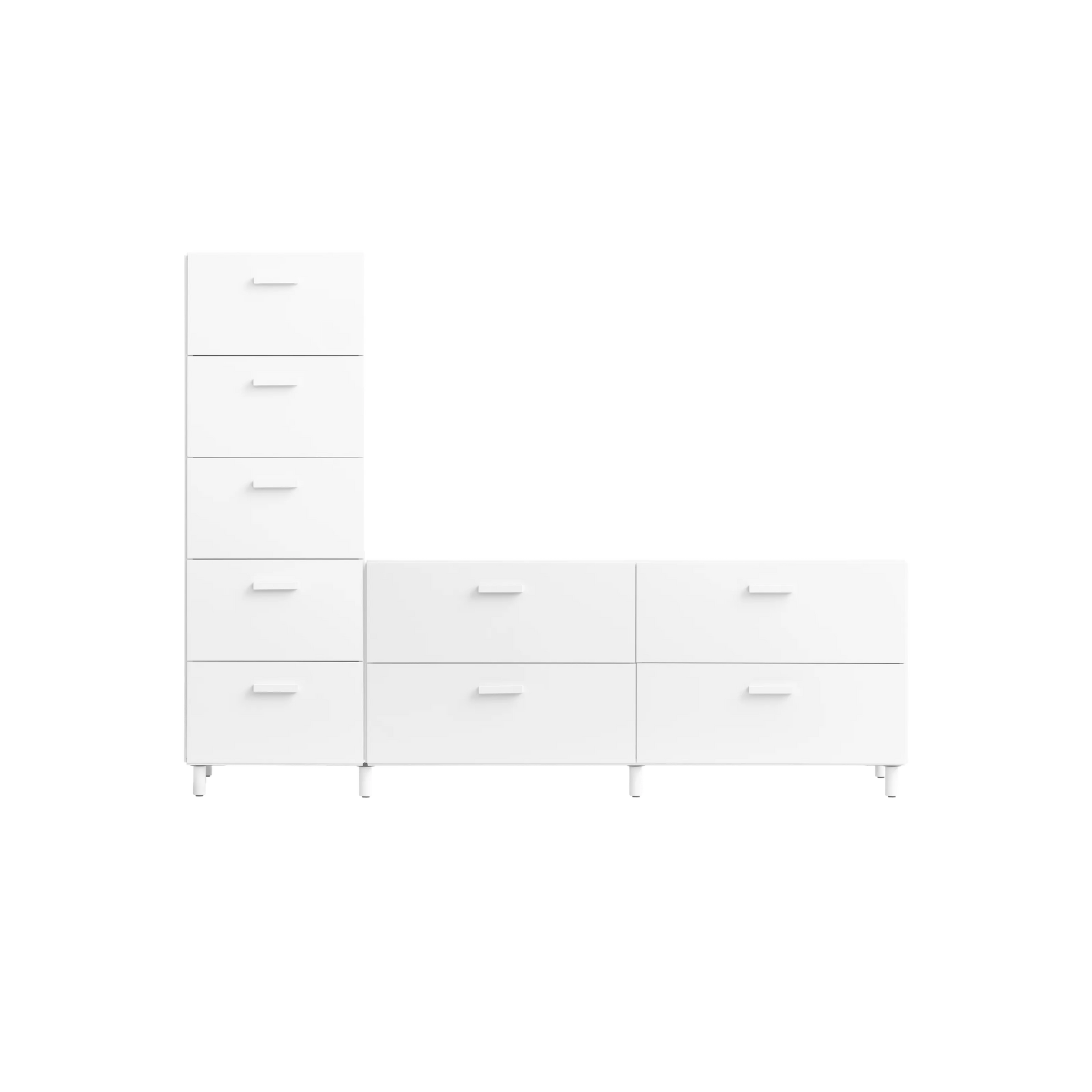 One low and one tall Relief drawer with legs White - image 3