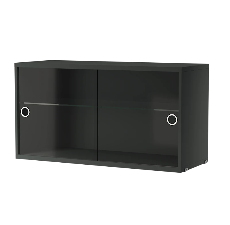 Display cabinet with sliding glass door - W78 x D30 x H42, Dark grey