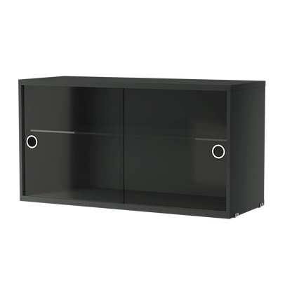Display cabinet with sliding glass door - W78 x D30 x H42, Dark grey