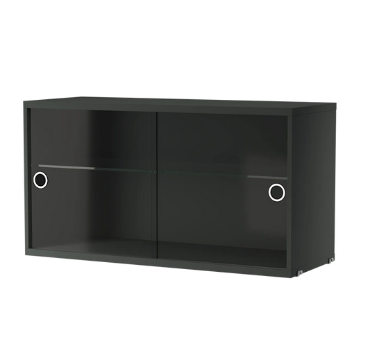 Display cabinet with sliding glass door - W78 x D30 x H42, Dark grey