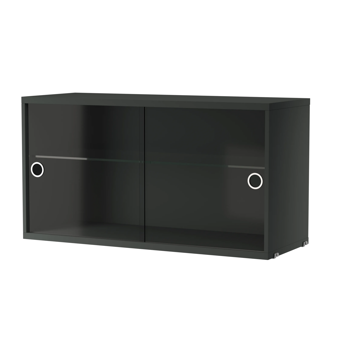 Display cabinet with sliding glass door - W78 x D30 x H42, Dark grey - image 2