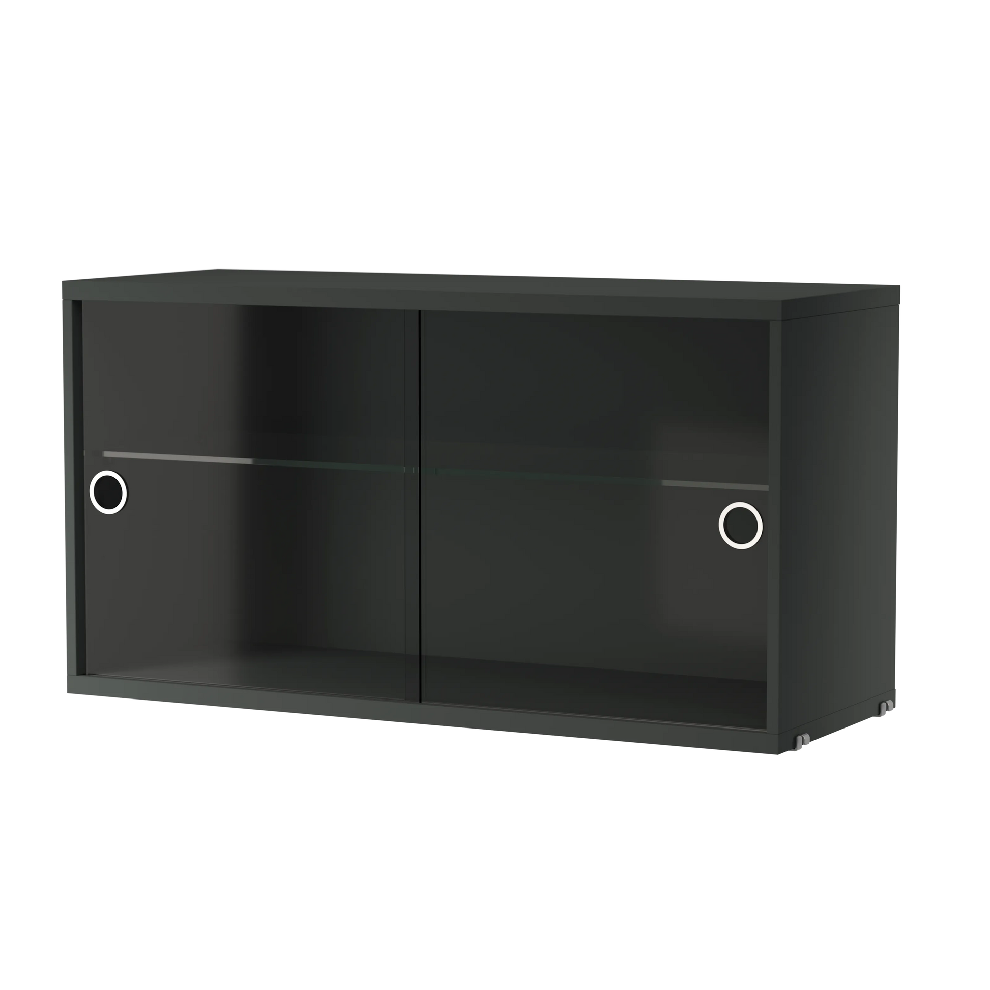 Display cabinet with sliding glass door - W78 x D30 x H42, Dark grey - image 2