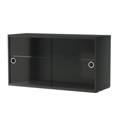 Display cabinet with sliding glass door - W78 x D30 x H42, Dark grey - image 2
