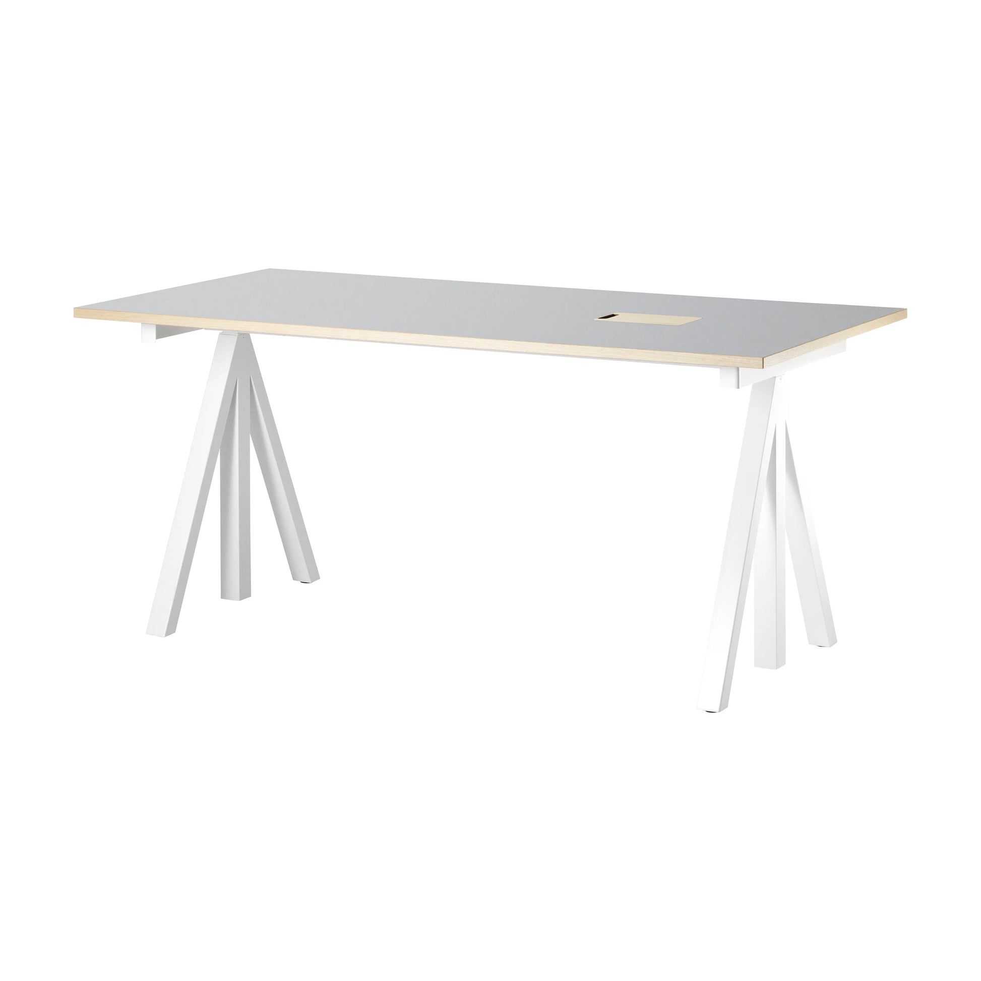 Work desks 160x78 White/Light grey linoleum with edging in ash - image 4