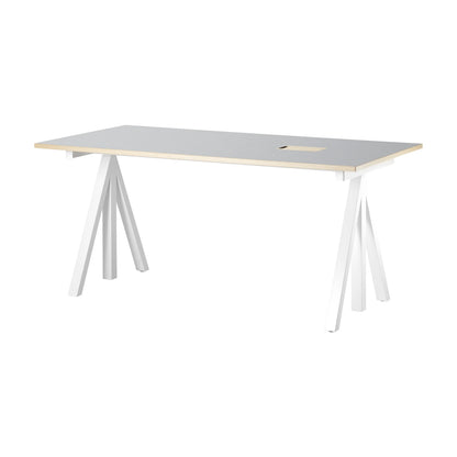 Work desks 160x78 White/Light grey linoleum with edging in ash - image 4