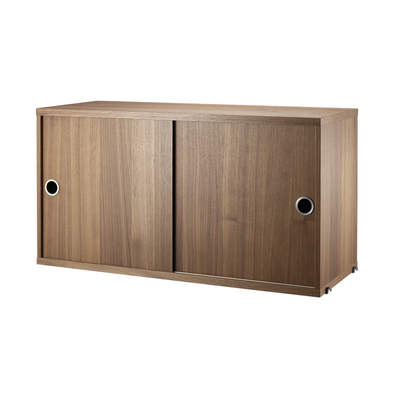 Cabinet with sliding door - W78 x D30 x H42, Walnut