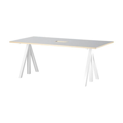 Work desks 180x90 White/Light grey linoleum with edging in ash - image 4