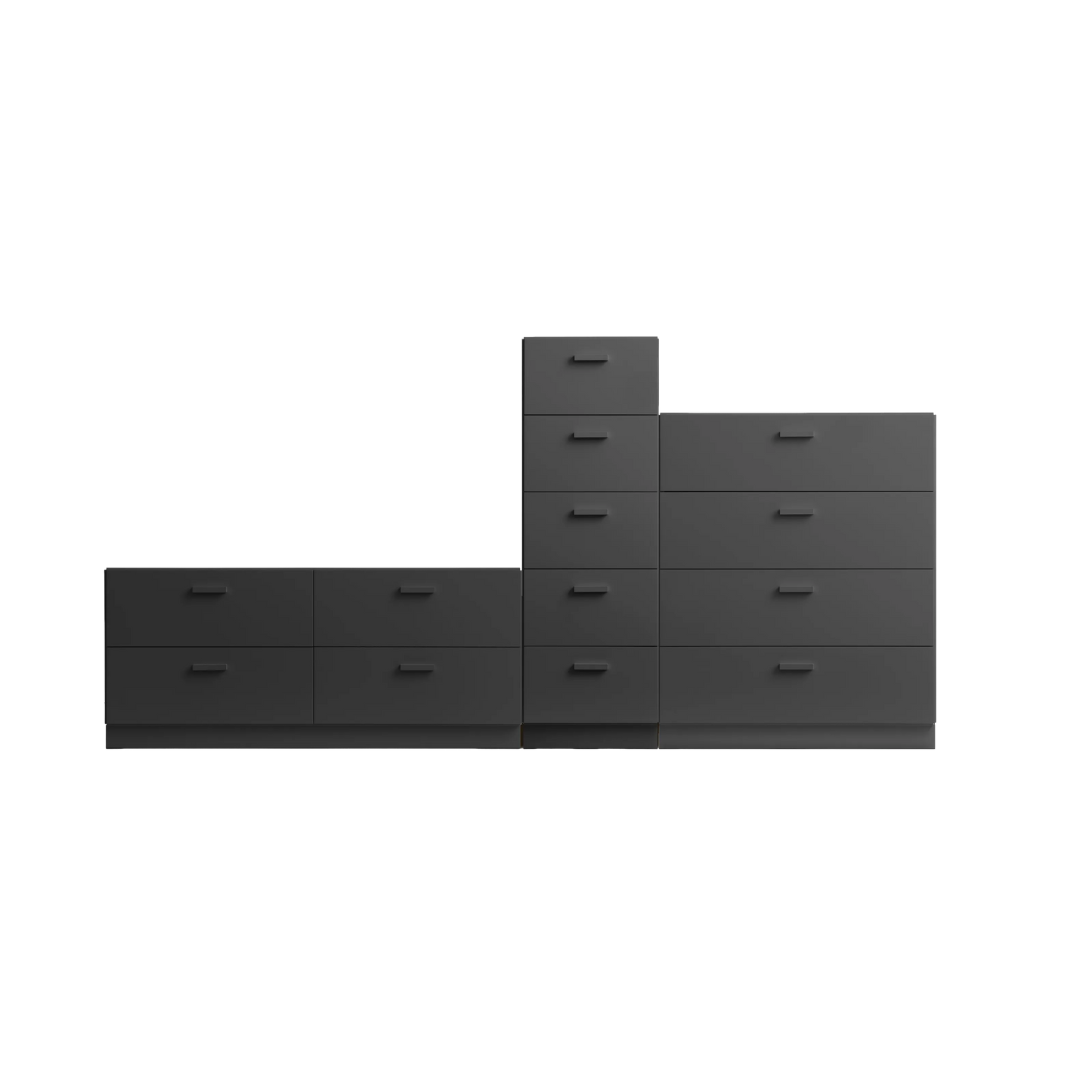 One low, one tall and one wide Relief drawer with plinth Grey - image 3