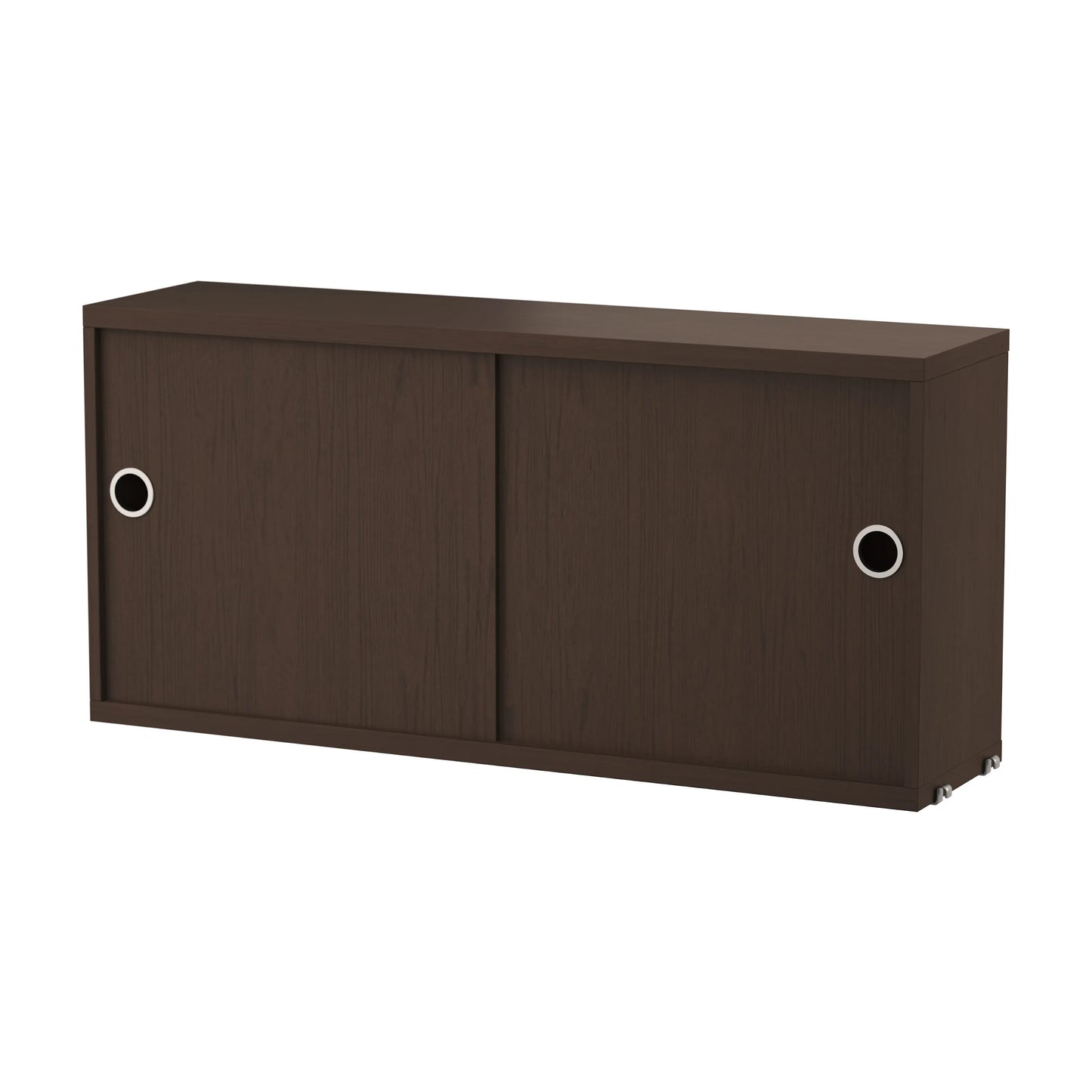 Cabinet with sliding door - W78 x D20 x H37, Dark oak - image 5