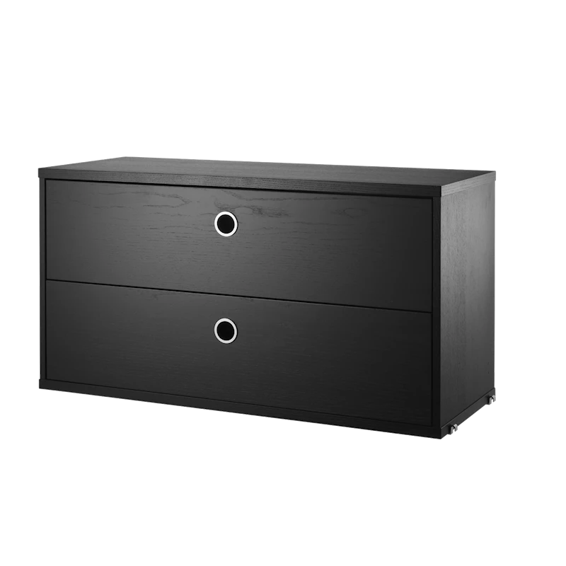 Chest of drawers - W78 x D30 x H42, Black stained ash